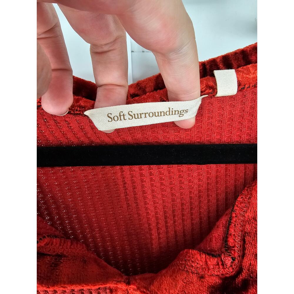 Soft Surroundings Sz M Cajun Red Orange Waffle Ve… - image 3